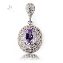 SHUNXUNZE Luxury jewellery & Accessories christmas Wedding pendants for women Light purple Cubic Zirconia Rhodium Plated R3182 2024 - buy cheap