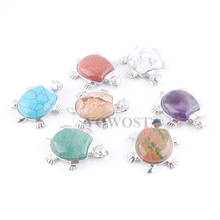 5Pcs/lot Random Mixed Natural Stone Beads Turtle Pendulum Pendant Jewelry Animal Tortoise Shape Dangle Charms QBN381 2024 - buy cheap