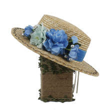 Women Summer Wheat Straw Boater Hat Lady Beach Wide Brim Flat Sun Hat With Handmade Flower Sunbonnet Size 56-58CM 2024 - buy cheap