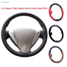 GERAYBU Custom DIY Black Artificial Leather Hand-sewn Car Steering Wheel Cover For Nissan Tiida Sylphy Sentra Versa Note 2014 2024 - buy cheap