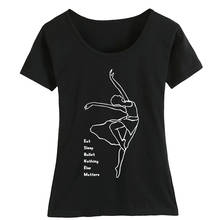 Camiseta de algodão de manga curta para balé feminina, camiseta elegante para balé comendo o sono, roupas de casal para verão ziiart 2024 - compre barato