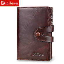 Dicihaya carteira masculina de couro bovino genuíno com fecho, bolsa curta com suporte para cartão zíper, carteira de mão para homens 2024 - compre barato