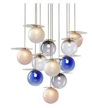 Nordic designers color glass ball chandeliers minimalist modern creative staircase lights personality restaurant mini chandelier 2024 - buy cheap