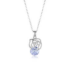 Hollow Elegant Rose Flower Pendant Necklace Round White Zircon Necklace Vintage Titanium Steel Chain Necklaces For Women Jewelry 2024 - buy cheap