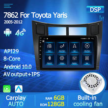 Central multimídia automotiva para toyota yaris xp90 2006-2011, 2din, android 10 ram 6 + 128g dsp, rádio automotivo, dvd player, navegação gps, carplay 4g 2024 - compre barato