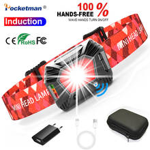 Pocketman 3000LM Headlamp Body Motion Sensor Headlight USB Rechargeable Headlamps Waterproof Head Lamp Head Flashlight Lantern 2024 - buy cheap
