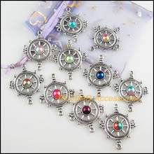 10 New Anchor Charms Tibetan Silver Tone Retro Mixed Colored Acrylic Connectors 27.5x33.5mm 2024 - buy cheap