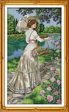 Kit de bordado artesanal feminino 18ct 14ct, pinça de flores, ponto cruz, bordado de lona, artesanal 2024 - compre barato