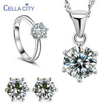 Cellacity Classic Fine Jewelry for Women Silver 925 Jewelry Sets Ring Earrings Necklace Concise Delicate Female Wedding Set Gift 2024 - buy cheap