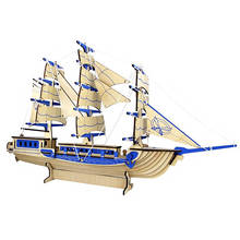 Laser Cutting Pirate Sailboat Warship Toys 3D Wooden Puzzle Assembly Wood Kits Handmade  Mechanical  for Children Kids 2024 - buy cheap