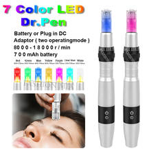 Беспроводной Электрический Дерма ручка 7 цветов светодиодный светильник Фотон Dr.Pen красота машина для анти шрамов от прыщей морщин с 3 шт перезарядки батареи 2024 - купить недорого