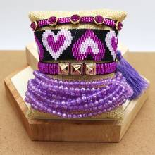 ZHONGVI Miyuki Jewelry Mexican Heart Bracelets For Women Valentine's Day Gift Bracelet Handmade Bead Loom Woven Purple Jewellery 2024 - buy cheap