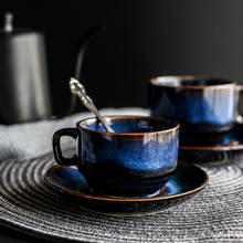 Ceramic Coffee Cup with Saucer Set Porcelain Afternoon Teacup Japanese Style Simple Retro Blue Espresso Breakfast Mug Drinkware 2024 - buy cheap