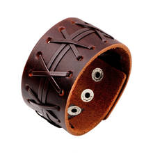 Black Brown Color Briaded Crafts Genuine Leather Bracelet Layer Bracelet For Men Birthday Party Gift Punk Style 2024 - buy cheap