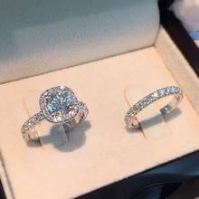Модное кольцо с квадратным фианитом для пары обручальных колец для влюбленных Свадебные Романтические Роскошные Кольца для влюбленных ювелирные изделия для женщин 2024 - купить недорого