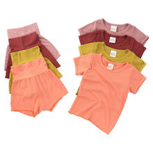 2020 new children's summer short-sleeved shorts belly care baby pajamas home service suit 2024 - buy cheap
