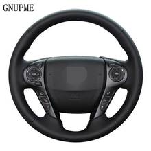 DIY Black Genuine Leather Car Steering Wheel Cover For Honda Accord 9 2013-2017 Crosstour 2013-2015 Odyssey 2013-2015 2024 - buy cheap