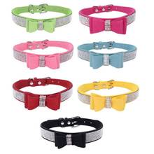 Pet Dog Cat Collar Rhinestones Bow Knot Collar Bling Charms Soft Cute Tie Pet Supplies Adjustable Buckle Collar 2021Hot Sales 2024 - buy cheap