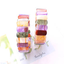Natural Mixed Stone Different Red Gold Green Rutilated Quartz Super 7 Seven 15x7mm Clear Rectangle Beads Bracelet AAAAA 2024 - buy cheap