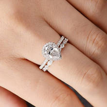 USTAR-Conjunto de anillos con cristales de circonia cúbica para mujer, sortija de compromiso con forma de gota de agua brillante, para boda, 2 unidades 2024 - compra barato