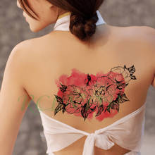 Waterproof Temporary Tattoo Sticker water ink pink peony flower leaf Fake Tatto Flash Tatoo big size tattoos for girl Women Men 2024 - buy cheap