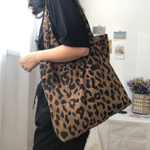 Fashion Leopard Pattern Women Reusable Handbags Large Capacity Ladies Shoulder Bags Retro Ladies Thin Cotton Daily Shopping Tote 2024 - buy cheap