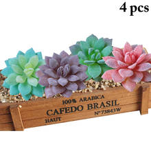 Suculentas artificiales de 4 piezas, paisaje, arreglo de flores de loto, suministros de fiesta de boda y Navidad, plantas falsas, decoración del jardín del hogar 2024 - compra barato