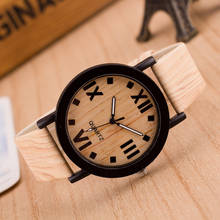 Римские цифры деревянный, кожаный ремешок аналоговые кварцевые Vogue наручные часы reloj mujer relogio feminino zegarek damski Q 2024 - купить недорого