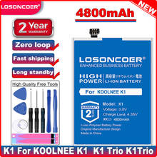 LOSONCOER K1 4800mAh сменные батареи для KOOLNEE K1 / K1 Trio K1Trio хорошее качество батареи для смартфона 2024 - купить недорого