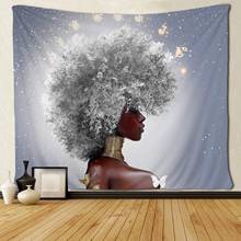 African Women Afro with White Hair Tapestries Hippie Art Wall Hanging for Bedroom Living Room Dorm Room 2024 - buy cheap