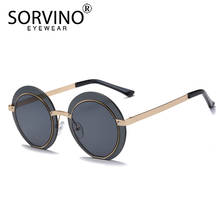 Мужские и женские большие футуристические солнцезащитные очки SORVINO, круглые солнцезащитные очки в стиле ретро, для фестиваля, солнцезащитные очки с двойными линзами SP65, 2020 2024 - купить недорого