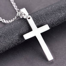 Colar de cruz masculino, pingente de crucifixo em prata para homens, cruz religiosa cristã 2024 - compre barato