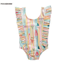 2020 Summer Kids Baby Girls  Bikini Ruffles Sleeveless Ice Cream Print Beachwear Swimwear 2024 - buy cheap