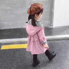 Girls Windbreaker Jacket Spring And Autumn New Children's Casual Hooded Trench Coat Baby Kids Medium Long Outerwear Clothes P210 2024 - buy cheap