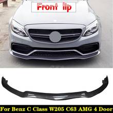 For W205 C63 AMG Sedan 2015-2018 Front Bumper Lip Splitter Rear Spoiler Carbon Fiber Glossy Black Body Kit 2024 - buy cheap