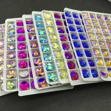 Ab rivoo de cristal de vidro, cores para costura em strass 8mm,10mm,12mm,14mm,16mm com parte traseira lisa 2024 - compre barato