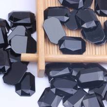 Strass acrílico retangular plana facetas muitos tamanhos flatback preto cola em contas para jóias que fazem decorações 2024 - compre barato