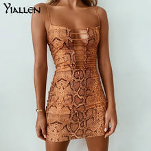 Yiallen Women Spring And Summer Hollow Out Bodycon Snake Printed Party Club Mini Dress Sundress 2020 Female Clothing Streetwear 2024 - buy cheap