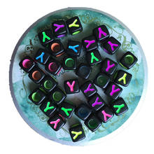 Cuentas coloridas de joyería con impresión inicial Y del alfabeto, abalorios de plástico acrílico con forma de cubo cuadrado, agujero grande de 7x7mm, 200 Uds. 2024 - compra barato