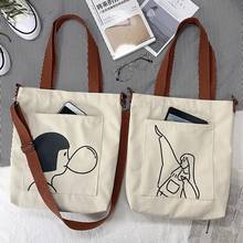 2020 New Style Messenger Bag Female Canvas Ins Cute Large Capacity Student Cloth School Bag Female Messenger Shopping Bag 2024 - buy cheap