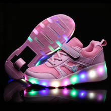 Детские светящиеся кроссовки с колесиками, кроссовки для мальчиков и девочек, обувь для роликовых коньков, детские кроссовки с колесиками, 2020 2024 - купить недорого