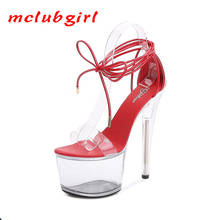 MCLUBGIRL Shoes For Women Transparent Female Sandals Clear Heels Female High-Heeled Sexy Pole Dance Shoes Platform Sandal LFD 2024 - buy cheap