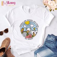 Vegan Estilo animais Estética T Camisa Impresso Verão Mulheres Tshirt Harajuku Gótico Roupas kawaii Gráfico Feminino de Manga Curta 2024 - compre barato