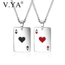 V.YA Personality playing card pendant Stainless Steel necklaces Hip hop hipster black peach A male and female necklace Jewelry 2024 - buy cheap