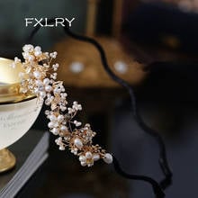 FXLRY-Diadema de cristal Vintage con perlas naturales, accesorio Original hecho a mano, adorno, banda para la cabeza, moda femenina 2024 - compra barato