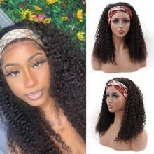 TRACY Full Machine Made Headband Wig 180% Density Mongolian Kinky Curly Human Hair Wigs 32 Inch Water Curly Wigs For Black Women 2024 - buy cheap