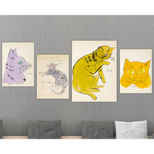 Arte de pared nórdico HD, impresiones de gato Andy Warhol, lienzo, pintura, carteles, imágenes modulares para sala de estar, decoración del hogar, sin marco 2024 - compra barato