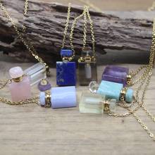 Colgantes de botella de Perfume de gemas rectangulares, joyería curativa de lapislázuli, amatistas de cristal, frasco de aceite esencial, 15x28mm, QC1018 2024 - compra barato