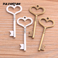 10pcs 20*46mm Two Color Heart Key Charms Hollow Pendants Handmade Decoration Vintage For DIY Jewelry Making Findings 2024 - buy cheap