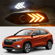 For Honda HRV HR-V 2019 Turn Yellow Signal style Relay Waterproof ABS Car DRL 12V LED Daytime Running Light with fog lamp hole 2024 - buy cheap